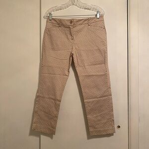 New York & Company Beige Geometric Lite Weight Straight Crop/Ankle Leg Pants